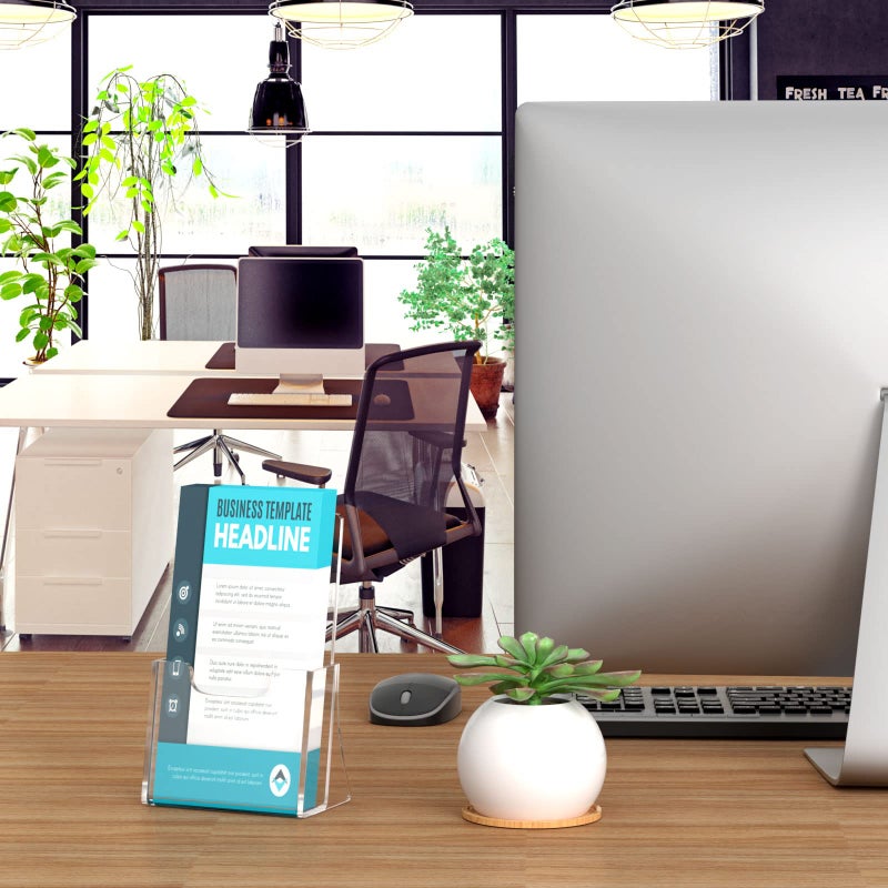 NIUBEE Acrylic Brochure Holder for 4â€™â€™ Trifold Pages, 50% Thicker Countertop Acrylic Literature Holder Plastic Flyer Display Stand for Magazine, Pamphlet, Booklets, Menu, Journals, 2 Pack - Image 4